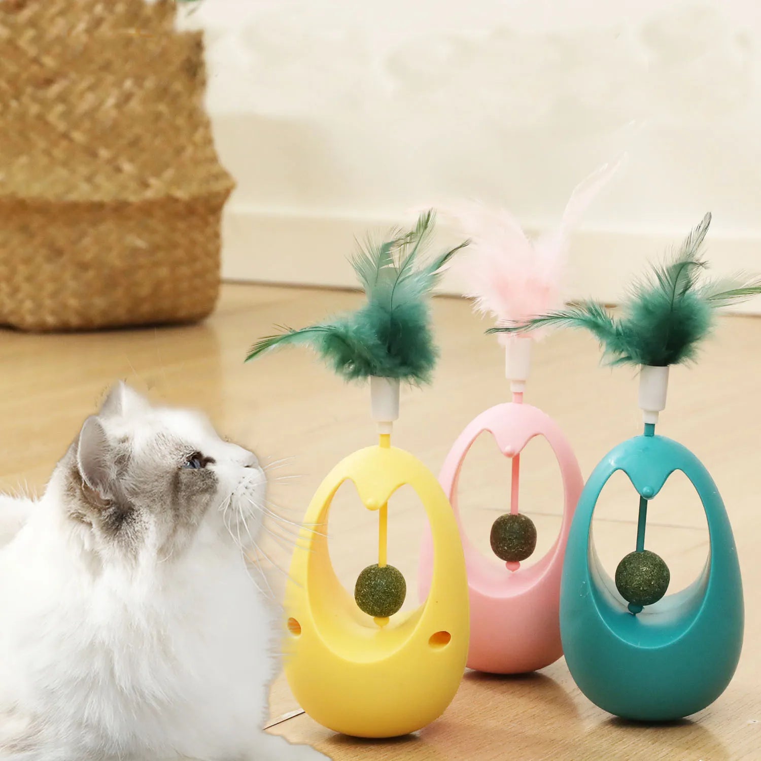 Catnip Cat Ball Toy Feather Cat Tumbler Toy Tease Interactive Pet Cat Toys