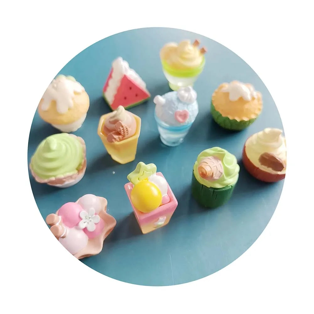 100 Pcs Miniature Doll House Ice Cream Cone Ornaments Fruit Ice Cream Figurines Realistic Food Toys for DIY Handmade Accessories