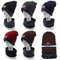 Soft Thicken Two-Piece Wool Ski Hats Neck Warm Winter Wool Hats Set Women Men Beanie Knitted Hat Scarf Set for Women Men