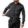 RNSHANGER Four-Way Stretch Non-Iron Mens Long-Sleeved Shirt Mercerized Vertical Sense European Size Men's Dress Shirts