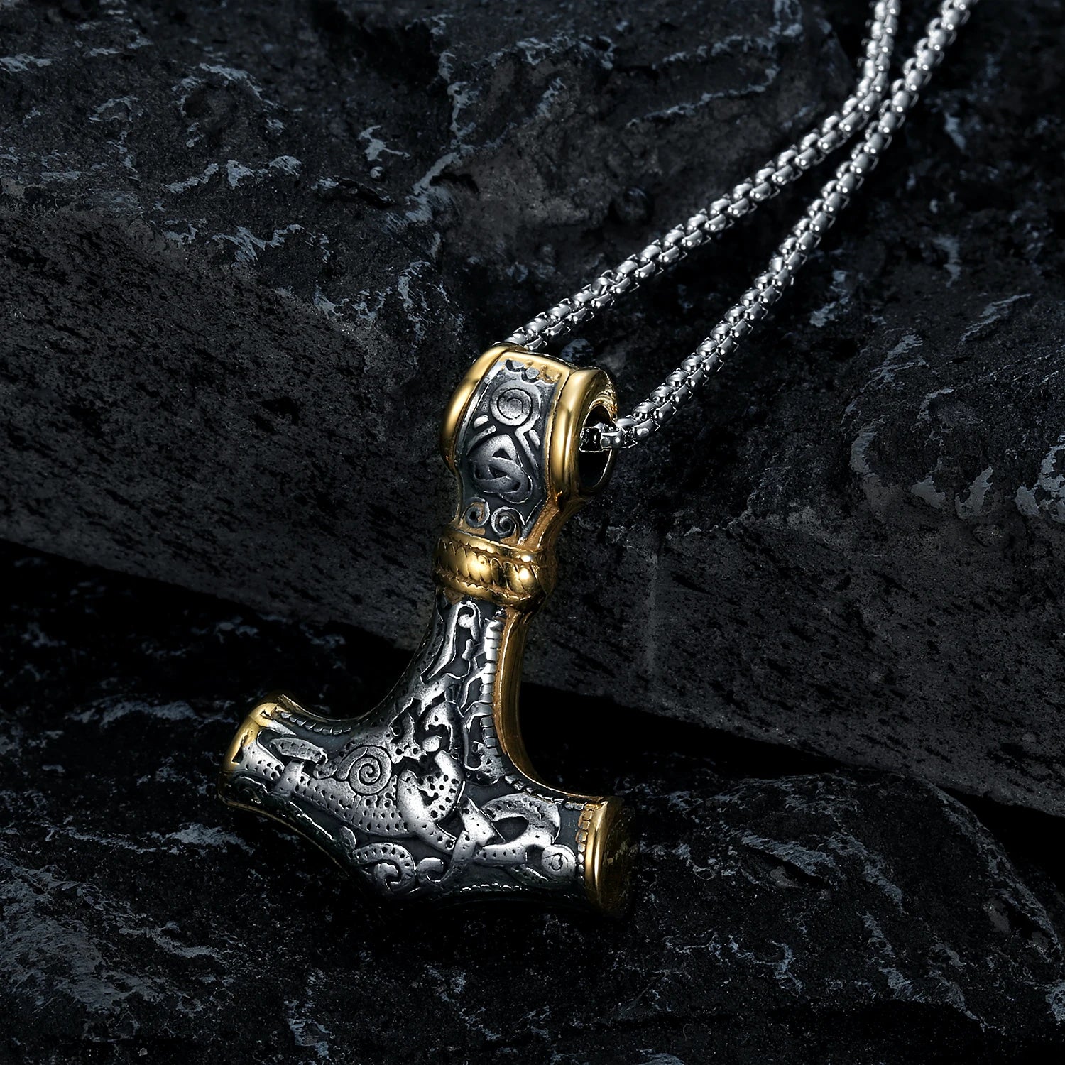 Thor Hammer Vikings Necklaces Stainless Steel Chain Punk Jewelry Men Norse Viking Pendants Necklace