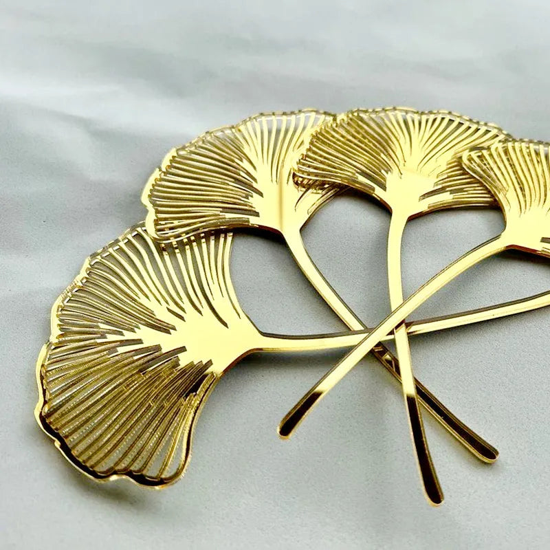 Ychon Hot Selling Golden Ginkgo Leaf Cake Decoration Acrylic Birthday Cake Toppers Cake Decorating Supplies Wholesale