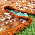 INS 100% Cotton Geometric Picnic Rug Customized Cotton Carry Strap Jacquard Disposable Blankets Throws