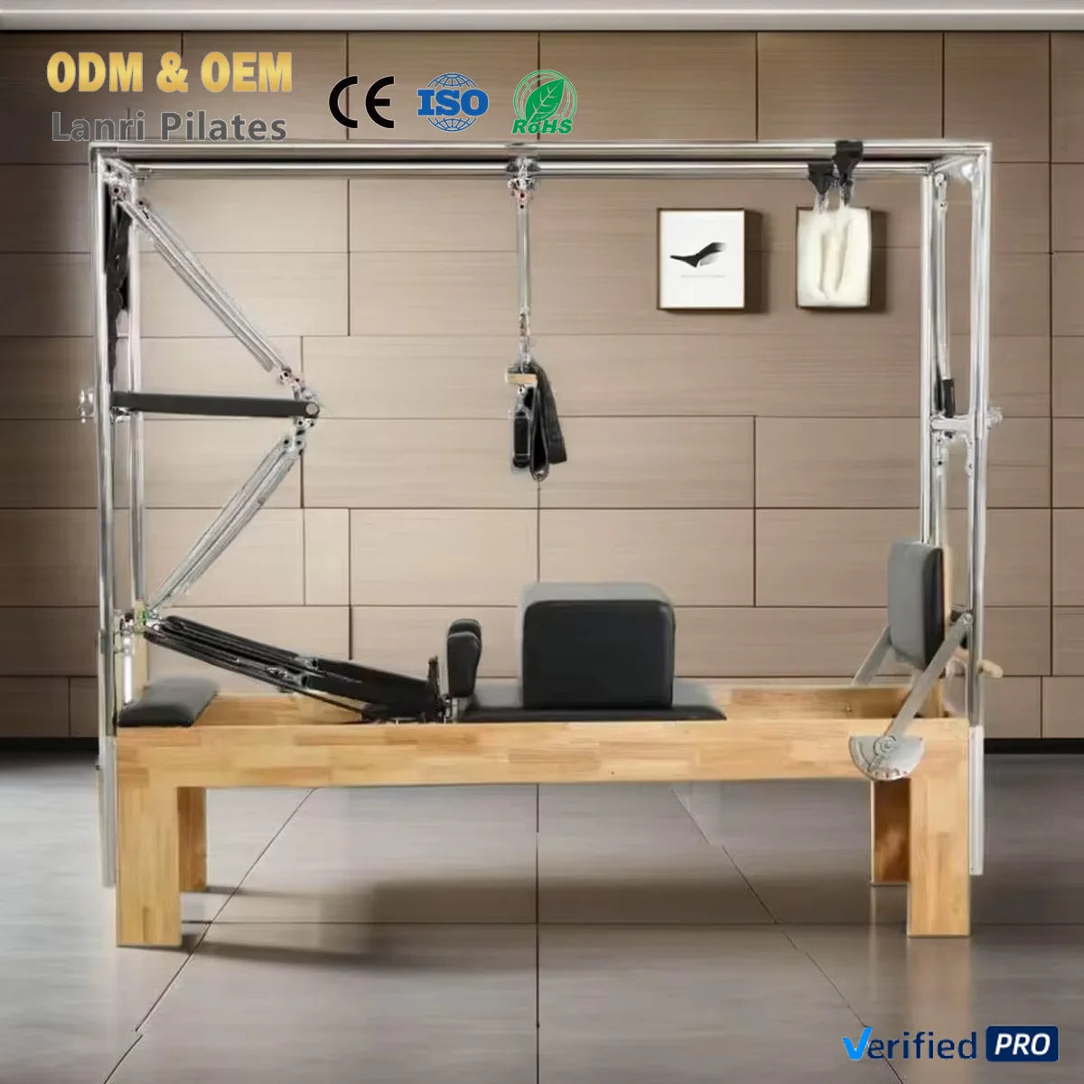 Factory Price 3-in-1 Oak Wood Pilates Reformer Yoga Training Bed Multifunctional Cadillac Reformer for Studio