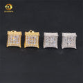 Wholesale Price High Quality Fashion 925 Sterling Silver Moissanite Diamond Gold Plated Square Iced Out Men Earrings