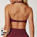 SHINBENE Wholesale Sexy Front Twist Sports Bra Halter Neck Backless Workout Gym Bras