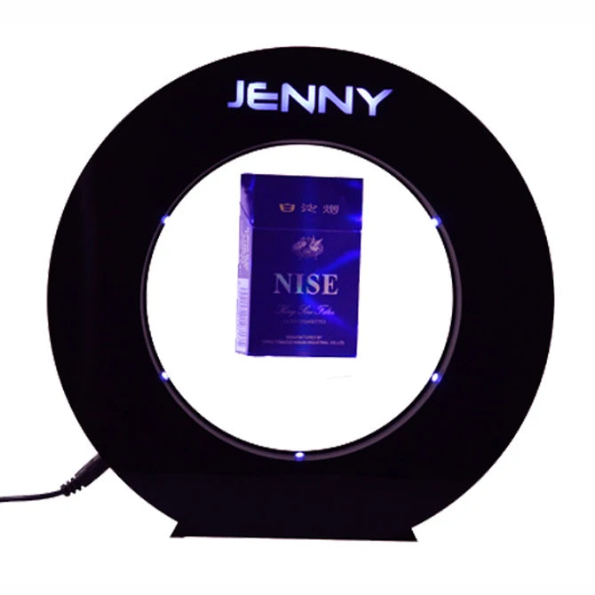 2025 New Design Magnetic Levitation Floating and Rotating display for ciggrette pack with LED