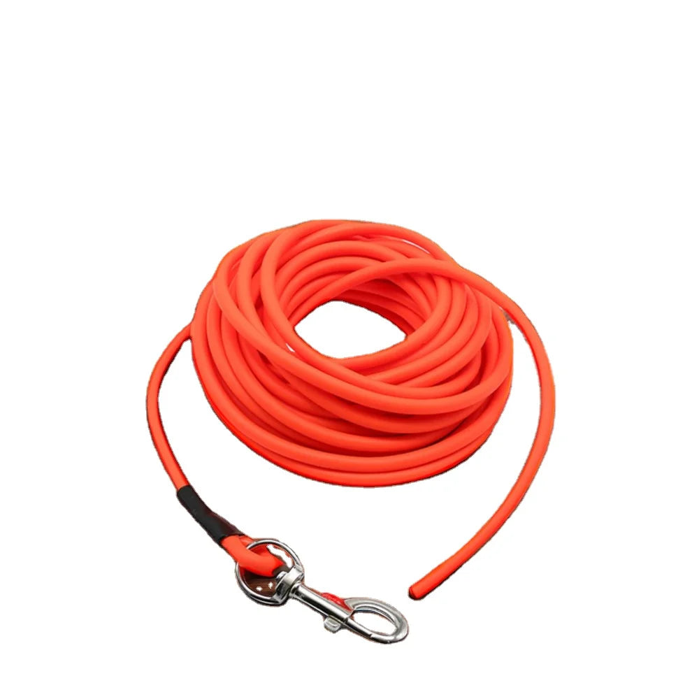 Customized Size Solid Hunter Tracking Dog Leash Heavy Duty Eco-Friendly Polyester Waterproof PVC Lead Long Rope Scarf