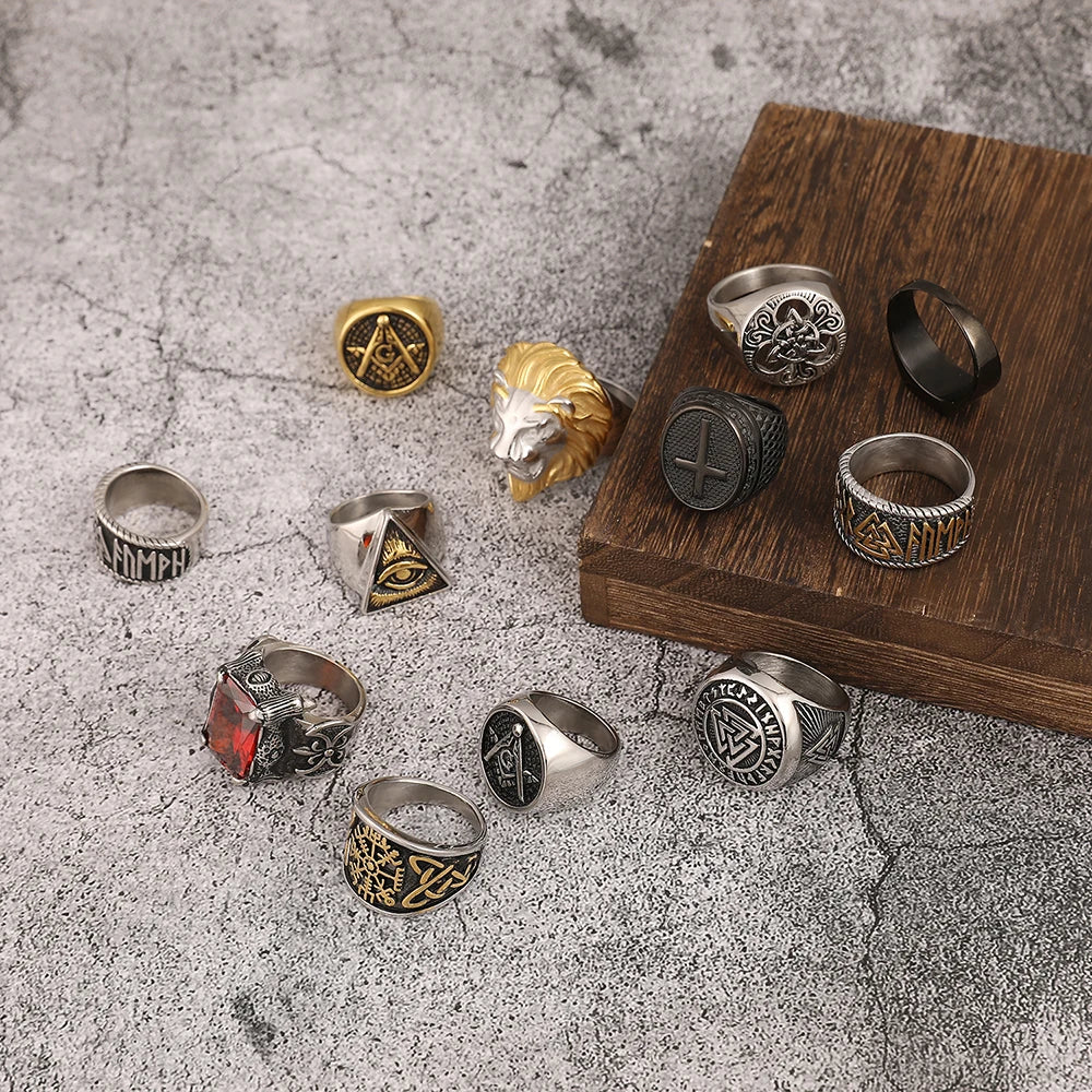 New Custom Name Ring Man Viking Jewelry Stainless Steel Ring Man Silver Ring