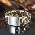 Duyizhao 20mm 316L 2 Tone Cuban Bracelet Hip Hop Heavy Stainless Steel Binary Color Bracelets 18k Gold Men's Jewelry
