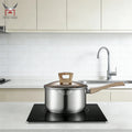 304 Stainless Steel Saucepan With Pour Spout Wood Handle Glass Lid Mlik Source Pot Soup Pot Sauce Pan Cookware