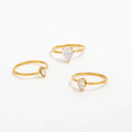 High End 18K Plain Gold Water Drop Zirconia Fine Lines Ring Stainless Steel Trendy Simple Gold Plated Fashion Jewelry