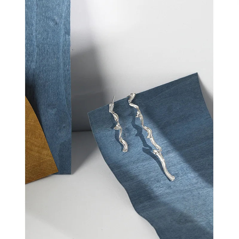 WMEF426 S925 Sterling Silver Female Earrings Simple Matching Irregular Lumpy Texture Gold Plated Trendy for Wedding
