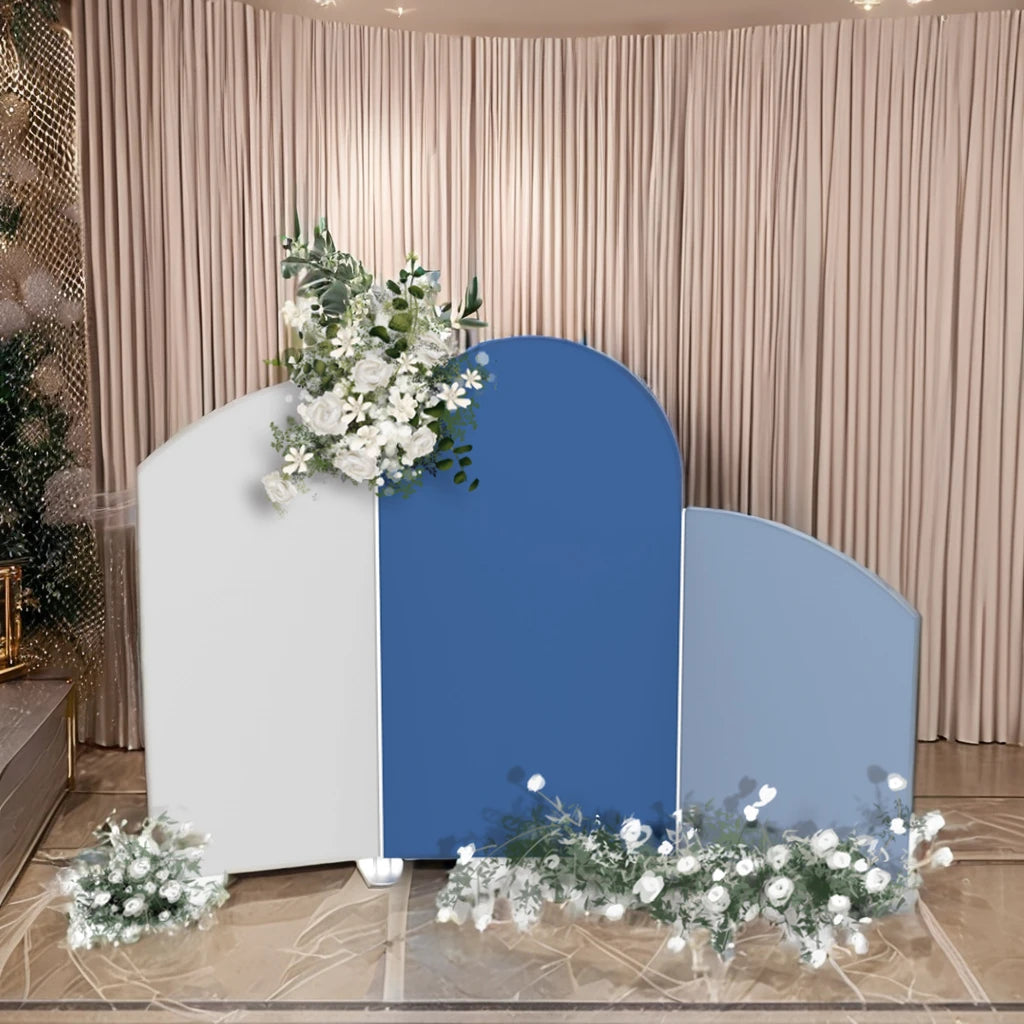 Round Aluminum Arched Frames with Covers 3PCS Dye Sublimation Printed CMYK Color Backdrop Wall Set for Event Party