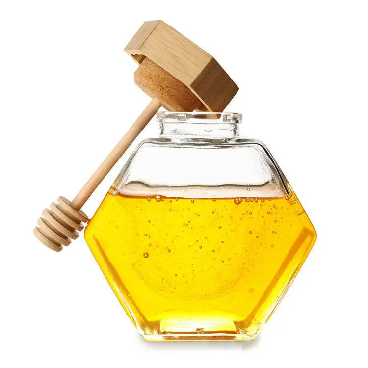New Designed 100ml 220ml 380ml Empty Storage Container Hexagonal Honey Bottle Hexagon Glass Honey Jars