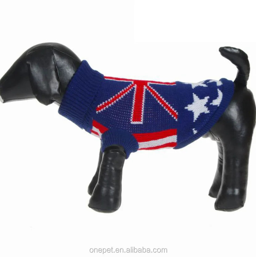 Manufacturer's Winter Wool Dog Jumper Sweater Solid Pattern Cable Crochet Pet Clothes
