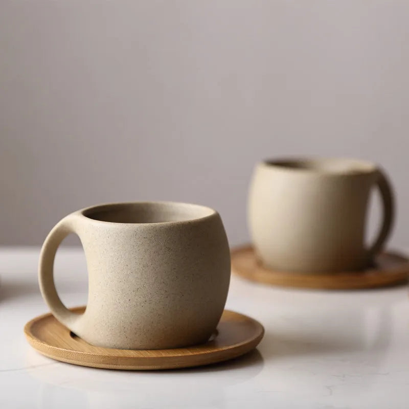 SOLHUI Handmade Wooden Saucer for Coffee Pottery Personalised Mugs