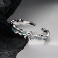 ICEBELA Jewelry Mint Blue Sweet Cool Enamel Ring Personality Ice Lake Series Adjustable Colorful Woman 925 Silver Rings