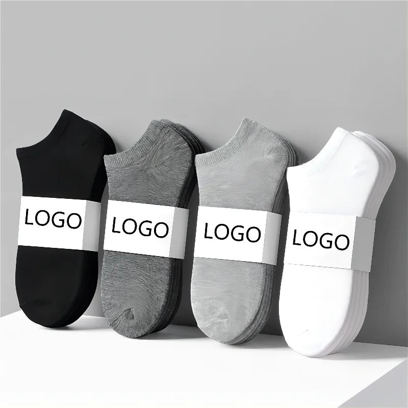 Men's Summer Casual 4-Pair Disposable Cotton No Show Socks Anti-Bacterial Quick Dry Breathable Travel Sports Socks Jacquard