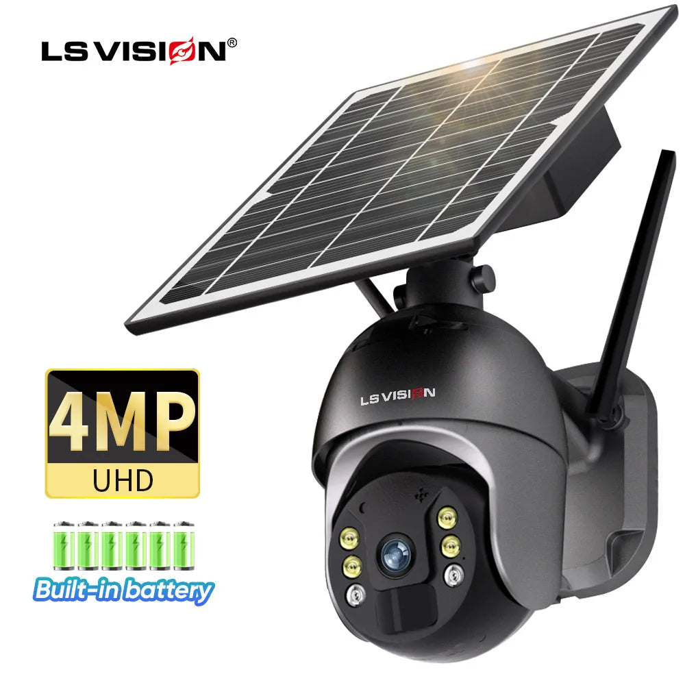 LS VISION Hot Selling 2023 Security Cameras Wireless Outdoor Ptz 4g Sim Card Solar Cctv Camera Solar Camera
