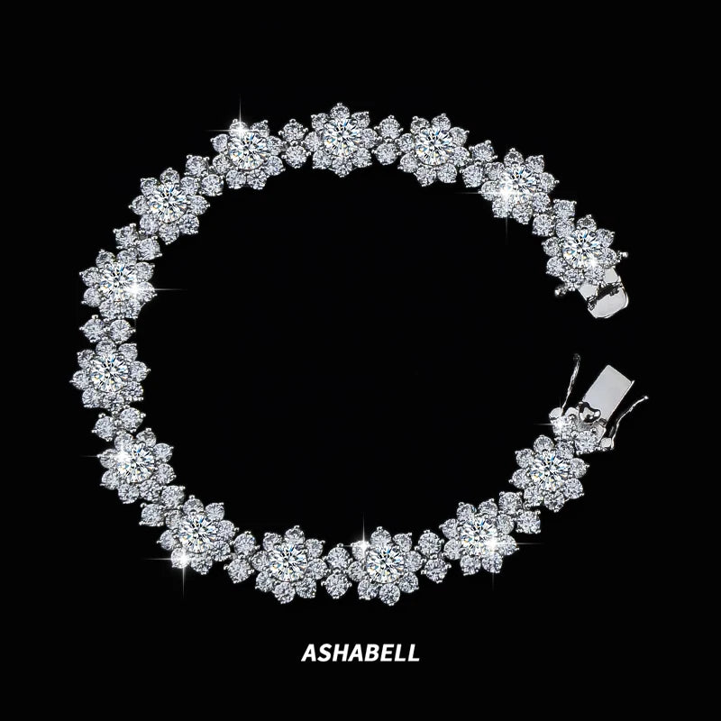 S925 Sterling Silver Full Diamond Main Stone Inlay Moissanite Sunflower Bracelet Passing Diamond Tester Moissanite Bracelet