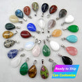 Wholesale Unisex Birthstone Rough Crystal Healing Quartz Gemstone Necklace Small Natural Raw Stone Water Drop Waterdrop Pendant