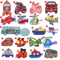 Iron on Embroidered Cartoon Vehicle Motorbike Rooter Car Patches for Kids