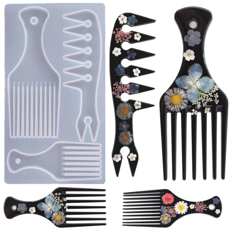Creative Hand Comb Full Page Silicone Mold Mirror Resin Mold Crystal Epoxy African-style Comb Decoration