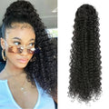 AliLeader 19inch Natural Kinky Curly Afro Ponytail Extensions Heat Resistant Fiber Deep Wave Synthetic Hair Drawstring Ponytails