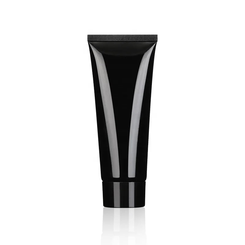 Stocks New Arrival Plastic  Cosmetic Soft Tube 100 ml Round Black Tube with Screw Cap for Cream and Skincare Low MOQ