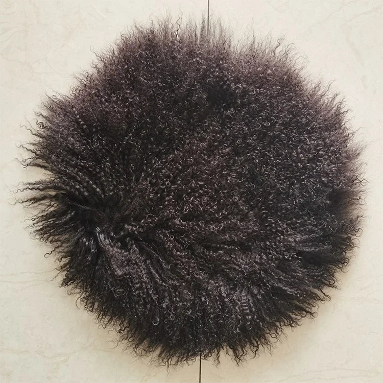 Wholesale Modern Long Pile Mongolian Sheep Fur Cushion Cover Plush Real Curly Fur Pillowcase Home Use Tibetan Lamb Throw Blanket