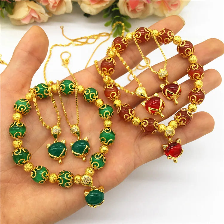 Gold New Korean Style Copper Plating  Placer Gold Clavicle Women's  Necklace  European Gold Plated  No Color Fading Set Jewelry