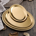 Restaurant Stainless Steel Oval Dinner Plate Serving Tray Korean Barbecue Picnic Snack Plates Dishes for Party
