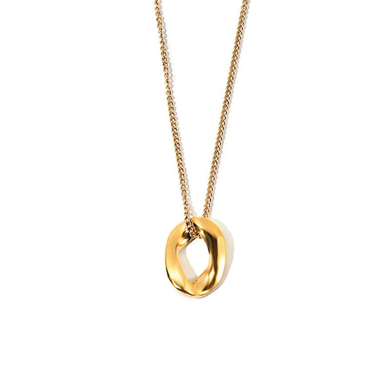 RisingMoon Fashion Simple Stainless Steel Waterproof Necklace Geometric Non-Fading Pendant Necklace for Women