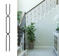 High Class Modern Indoor Wrought Iron Steel Stair Baluster Crossed Arch Design Satin Black Finish Lifetime Warranty Floor