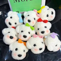 Cute Bichon Teddy Dog Plush Keychain Bag Pendant Lamb Hair White Dog Cartoon Car Keyring Accessories Stuffed Animal Head Plush