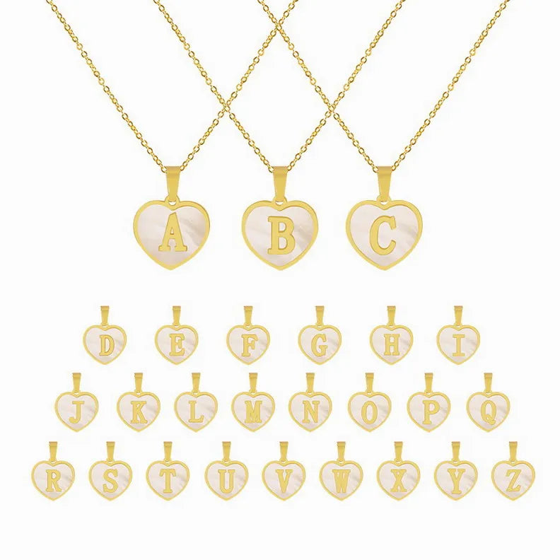 Custom Heart Shaped Fashion Sublimation Lovely Brass Letter Necklace Letter Pendant Girl Necklace