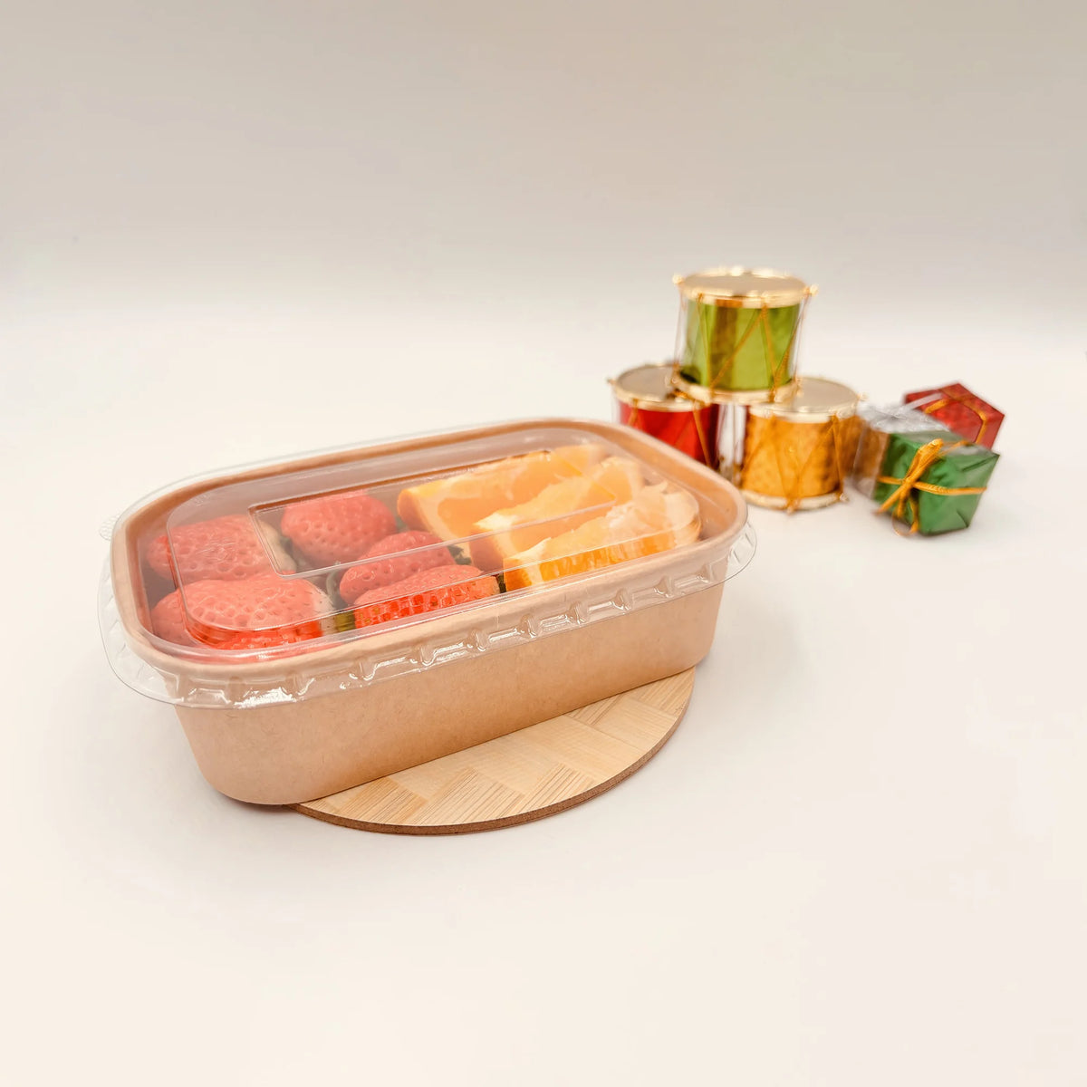 Eco-Friendly Disposable Kraft Paper Box Recyclable Food Grade Material for Sushi Takeaway Matt Lamination Printing