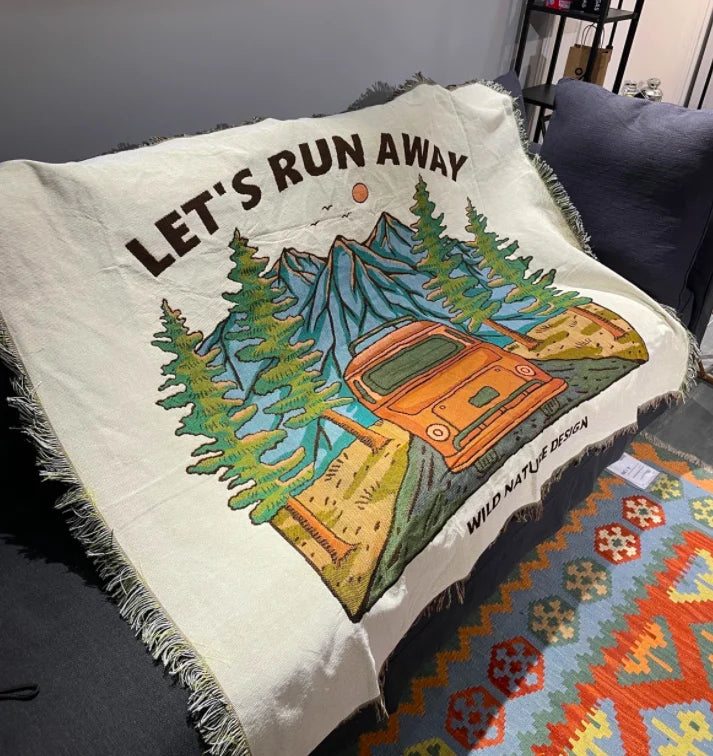 Outdoor Travel Decorative Camping Sofa Woven  Blanket