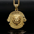 Custom Wholesale Vintage Men Jewelry Stainless Steel Gold Plated Lion Head Hip Hop Pendant Necklace for Valentines Gift