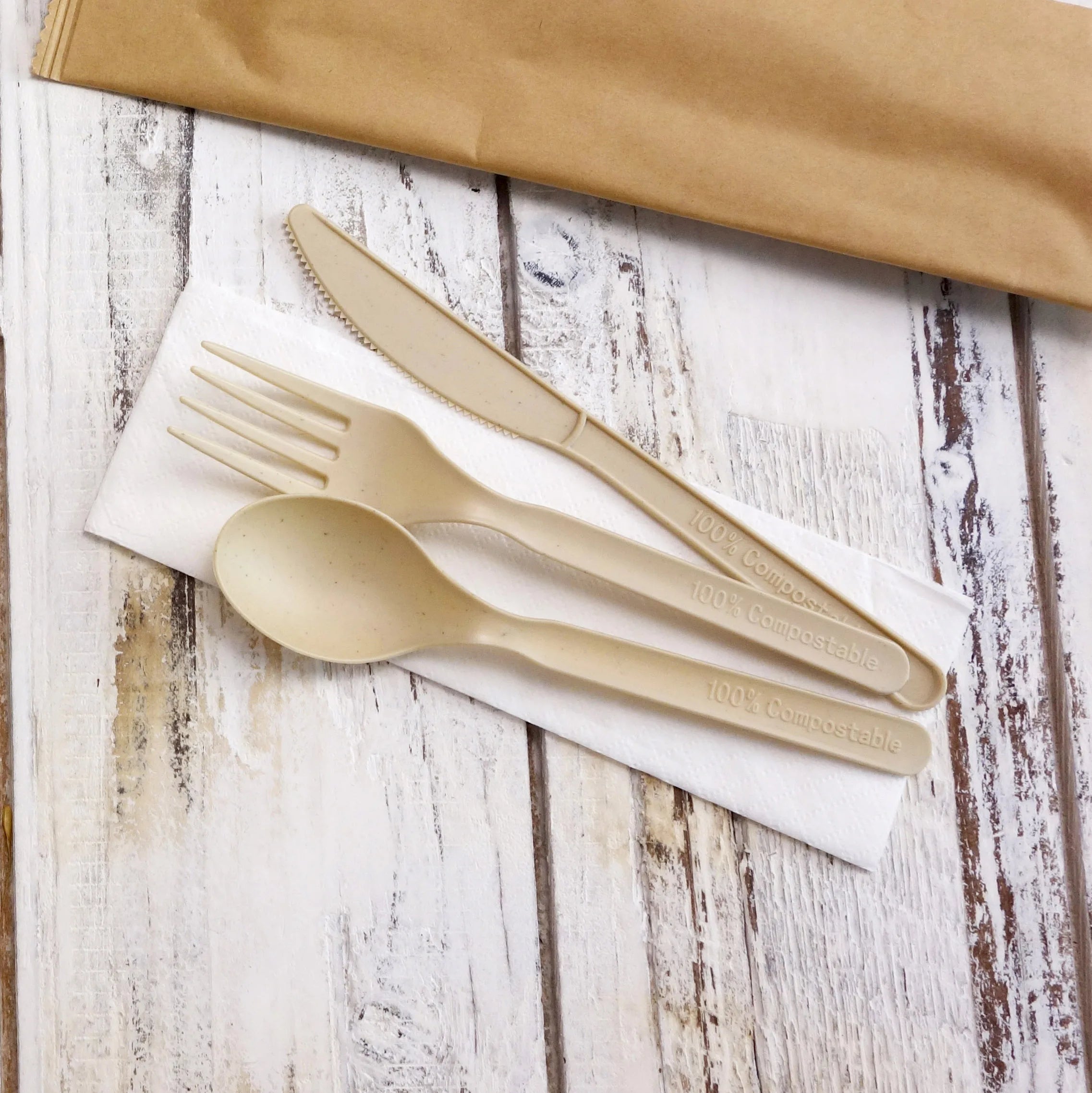 CPLA PLA Biodegradable 100% Compostable Disposable Flatware 6" Set Cutlery Portable for Party Restaurant