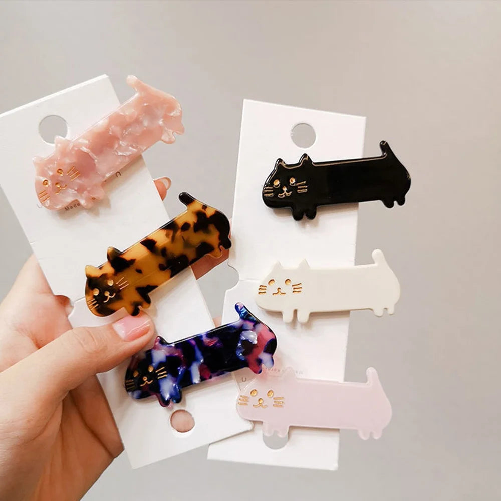 Fashion Kids Women Cute Tortoiseshell Duckbill Hairgrips Animal Hairclips Cellulose Acetate Cat Barrette Hair Clip for Girls