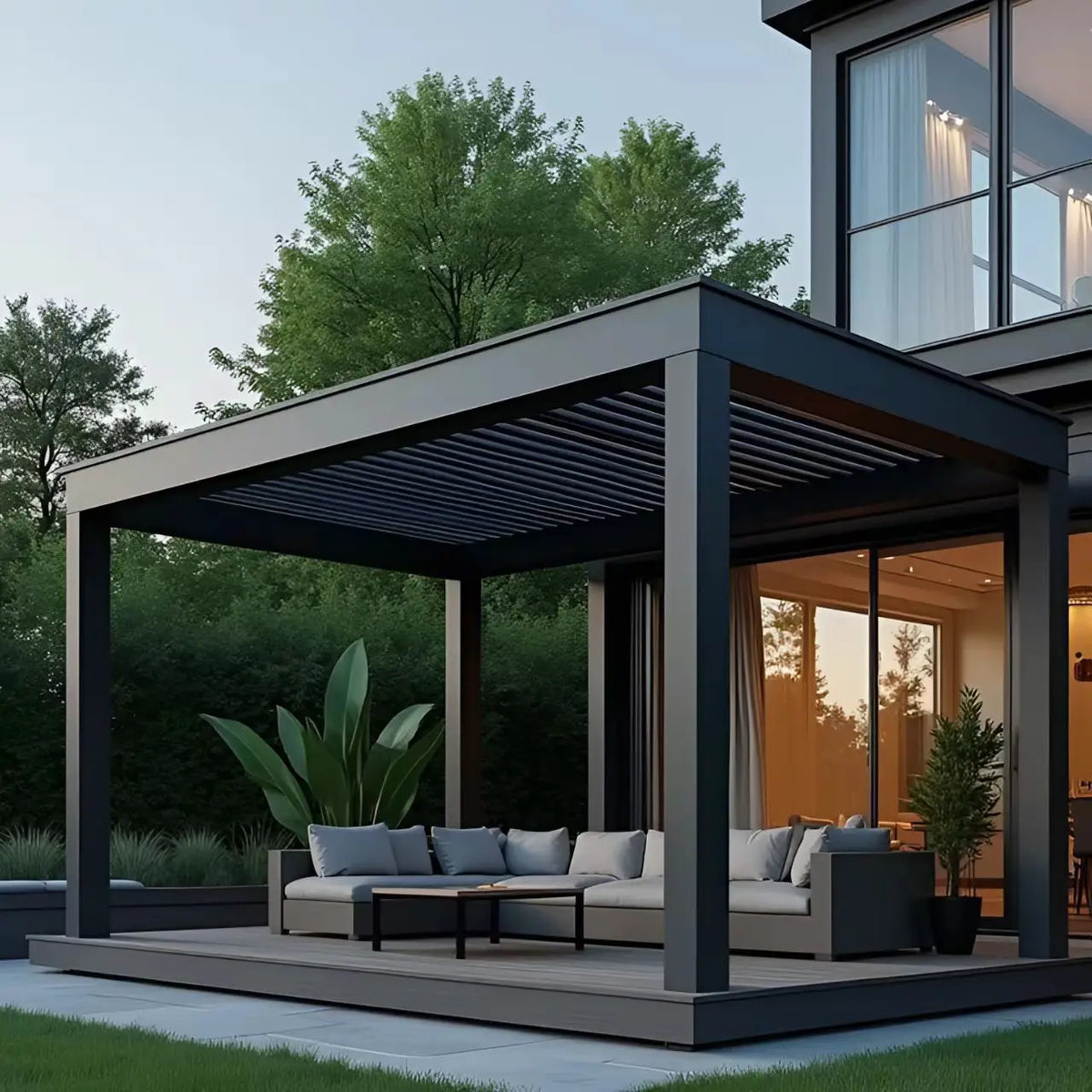 Classic Aluminum Pergola with Powder Coated Finish-Waterproof Eco-Friendly Rot Proof Balcony Outdoor Structure MegaBDM