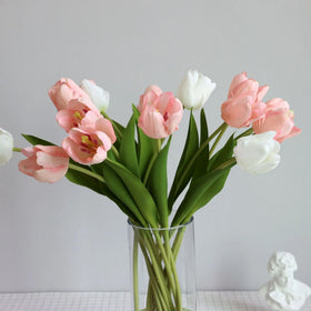 Y-H102 Wedding Home Decorative Tulip Flowers 50cm Real Touch Latex Tulip Bush Bouquet Artificial Tulip Flowers