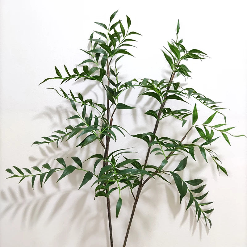 Realistic Spring Series Artificial Leaves Branches Plant Faux Greenery Artificial Nageia Nagi Leaves for Home Decoration