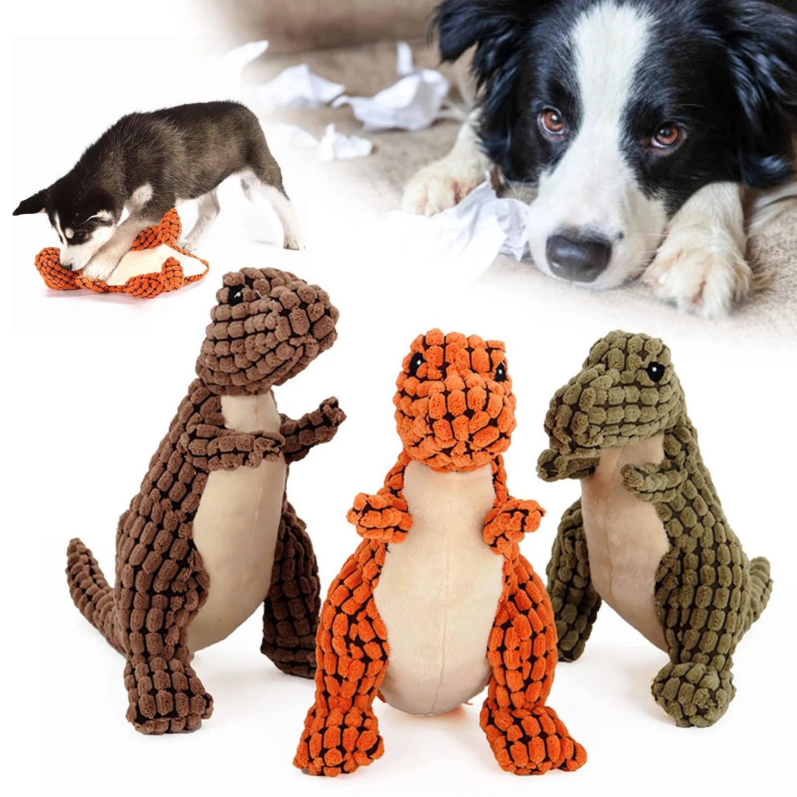 Wholesale Squeaky Dinosaur Plush Dog Toy Interactive Hot Selling Pet Toys 3 Color Chewing Toy Teeth Cleaning