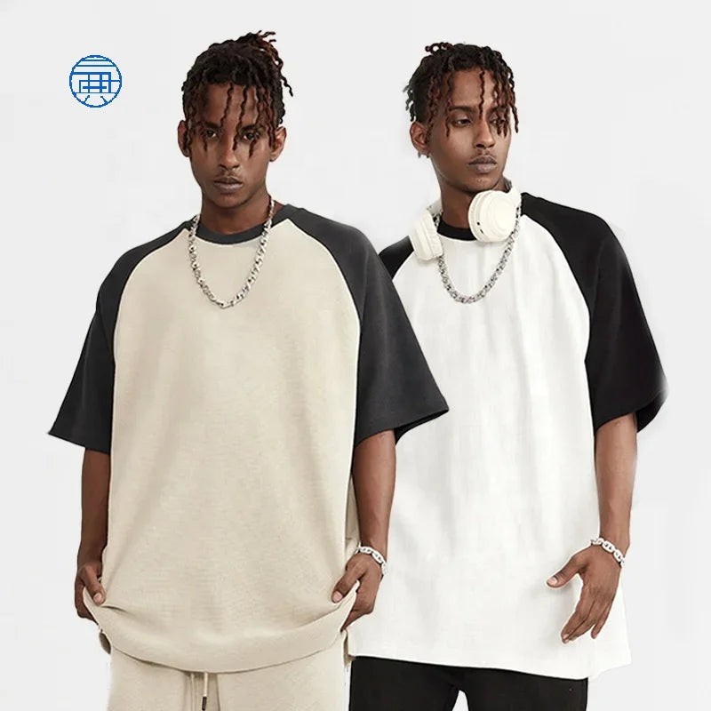 Wholesale Custom Streetwear Oem Oversized Heavyweight Waffle T-shirt Heavy Waffle Knit T-shirt