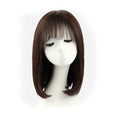 ML Woman Lace Frontal Closure 100% Human Hair Brazilian Bob Wig with Bangs 16 Inches