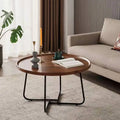 Living Room Office Balcony End Table Industrial Metal Coffee Tea Tables Rustic Small Round Coffee Table with Metal Legs
