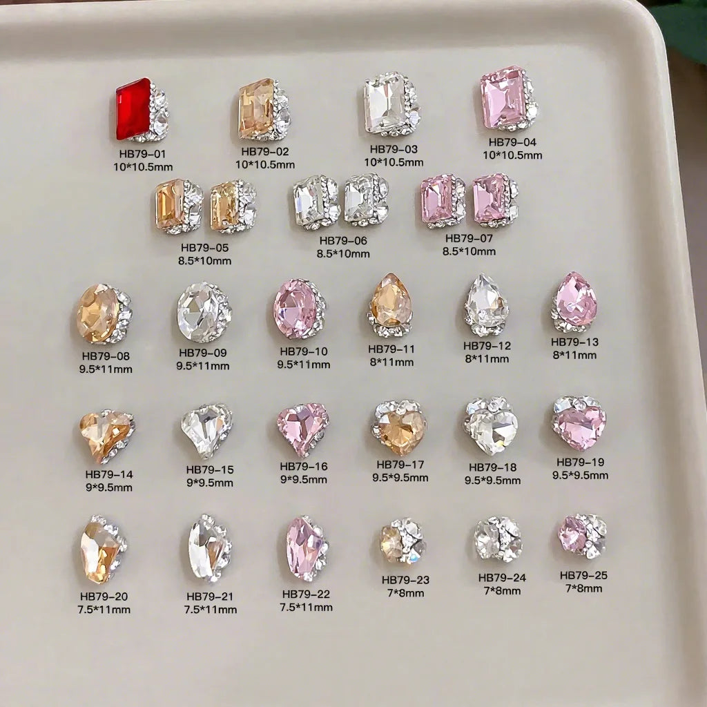 High-End 3D Stacked Diamond Nail Accessories New Luxury Square Candy Style Versatile Pigeon Jewelry Metal Alloy Zircon Material